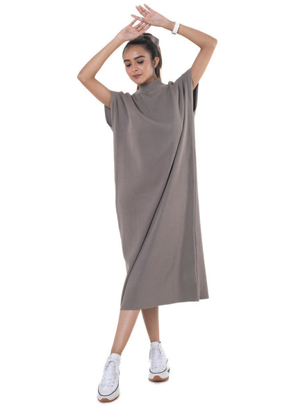 Vintage Knitted Maxi Dress dark brown lounge wear featured