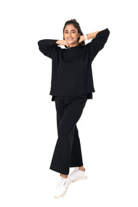 Cosy Classic Divaa Co-ord Set full sleeve black lounge wear featured