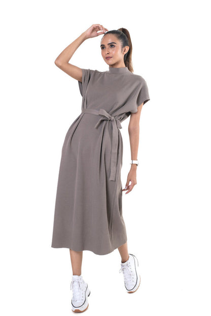 Vintage Knitted Maxi Dress dark brown lounge wear featured