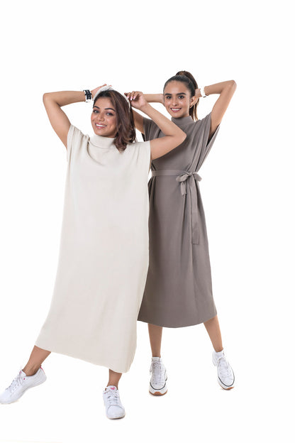 Vintage Knitted Maxi Dress dark brown lounge wear featured