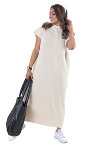 Vintage Knitted Maxi Dress off white lounge wear featured