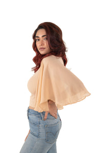 Hosiery Blouses- Butterfly Sleeves - Tan - Blouse featured