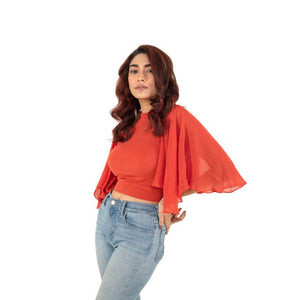 Hosiery Blouses- Butterfly Sleeves - Brick Red - Blouse featured