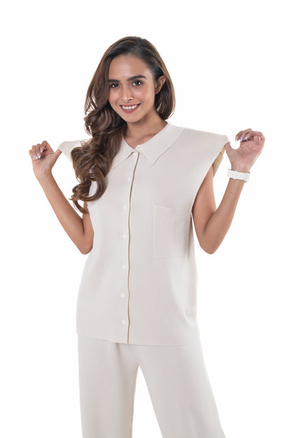 Luxe Front Pocket Feel at Home co-ord set off white lounge wear featured