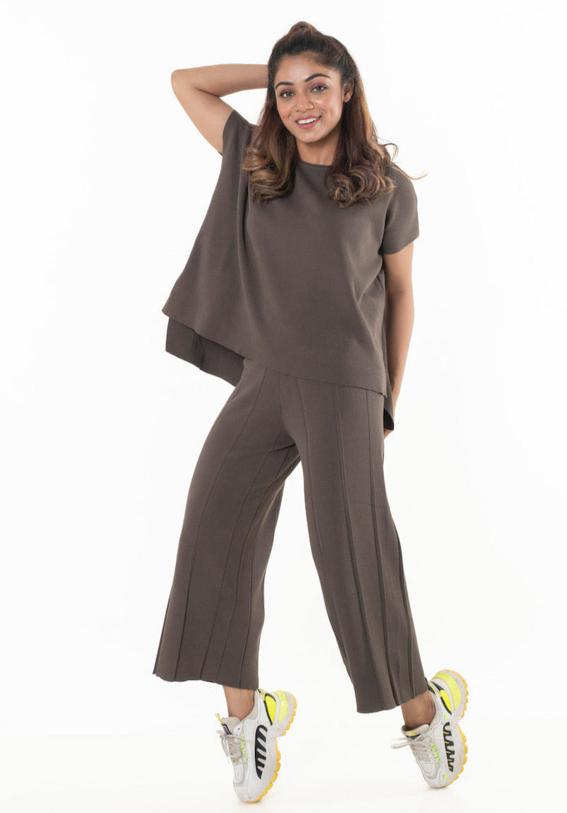 Classy Divaa Signature style Co-ord Set dark brown lounge wear featured
