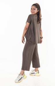 Classy Divaa Signature style Co-ord Set dark brown lounge wear featured