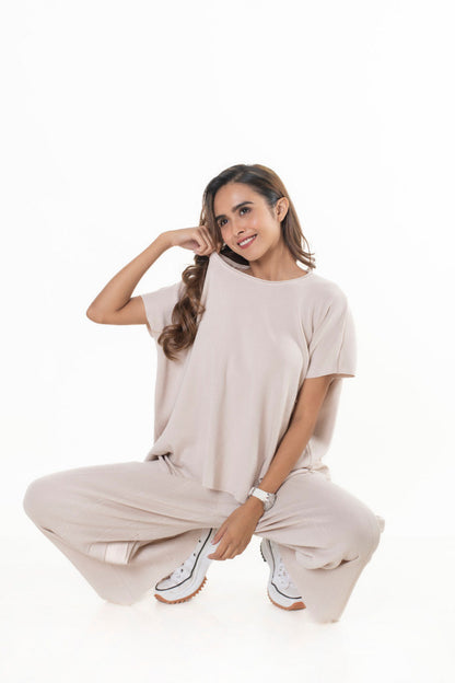Classy Divaa Signature style Co-ord Set creamish white lounge wear featured