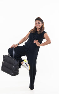 Luxe Front Pocket Feel at Home co-ord set black lounge wear featured