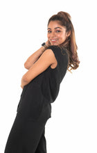 Load image into Gallery viewer, Luxe Front Pocket Feel at Home co-ord set black lounge wear featured