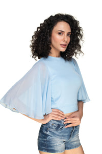 Hosiery Blouses- Butterfly Sleeves - Sky Blue - Blouse featured