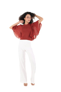 Hosiery Blouses- Butterfly Sleeves - Rust - Blouse featured