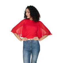 Load image into Gallery viewer, Hosiery Blouses- Butterfly Sleeves - Red - Blouse featured
