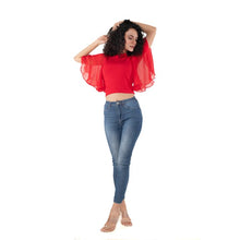 Load image into Gallery viewer, Hosiery Blouses- Butterfly Sleeves - Red - Blouse featured