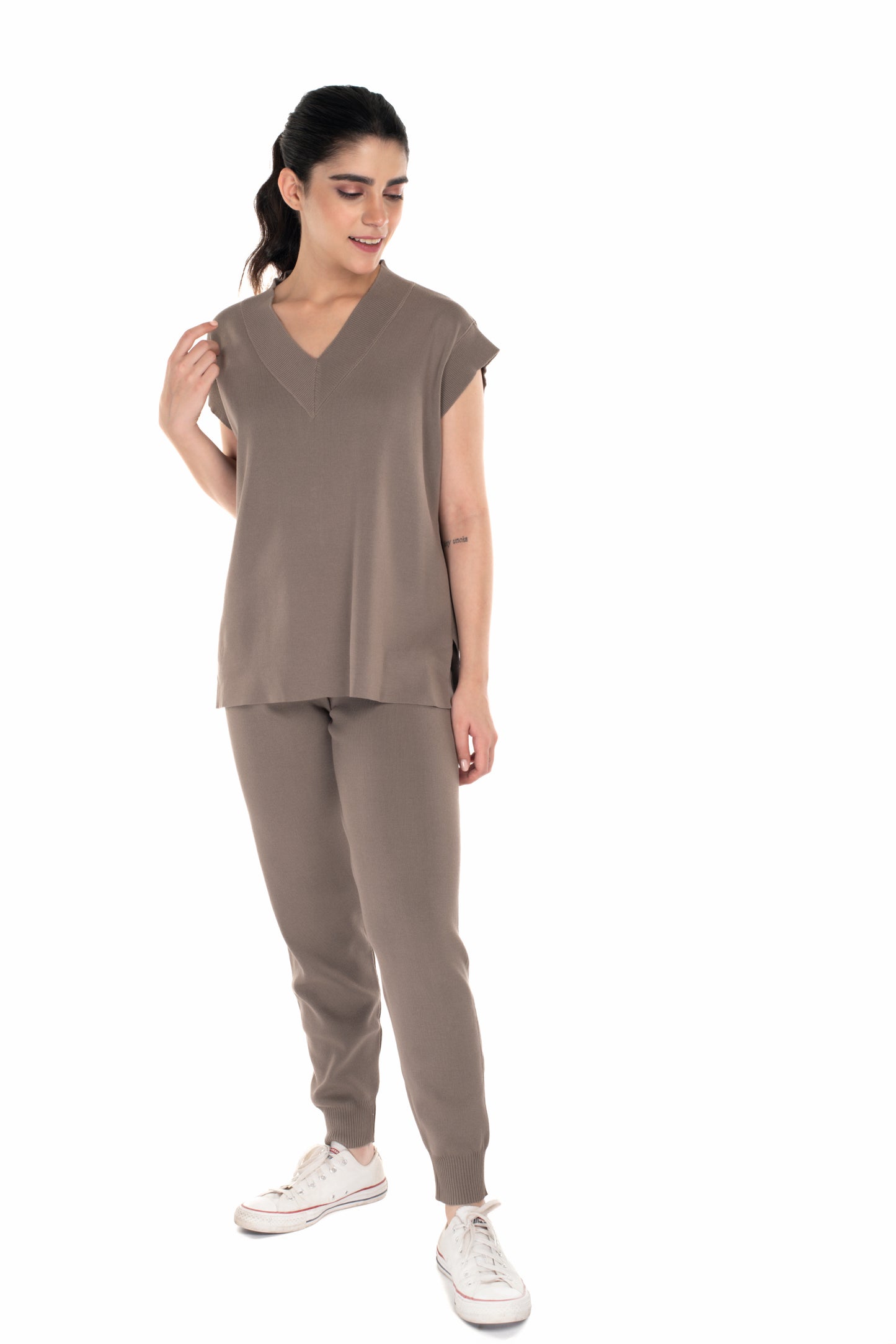 The Essential Co-ord Set light mud yellow lounge wear featured