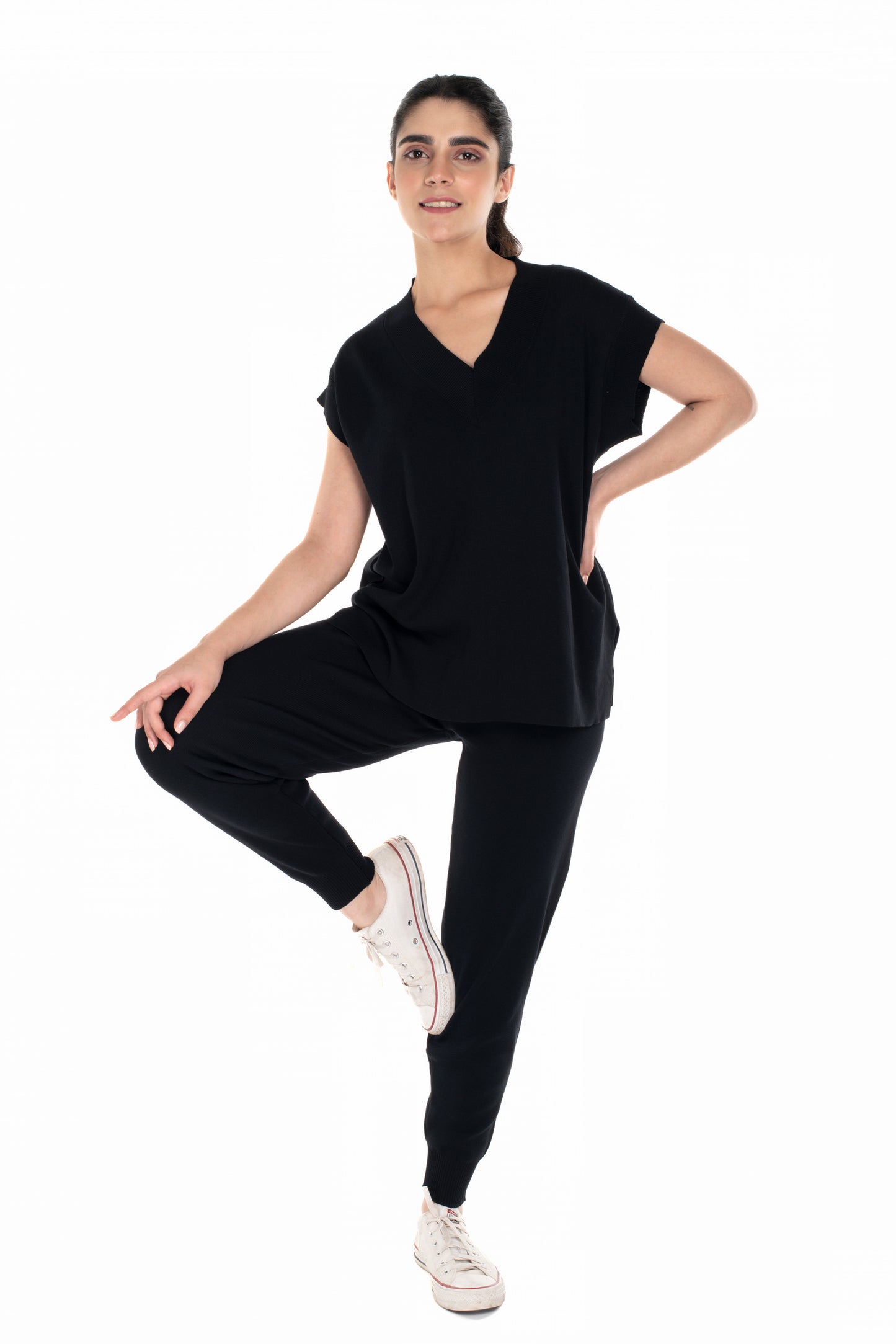 The Essential Co-ord Set Black lounge wear featured