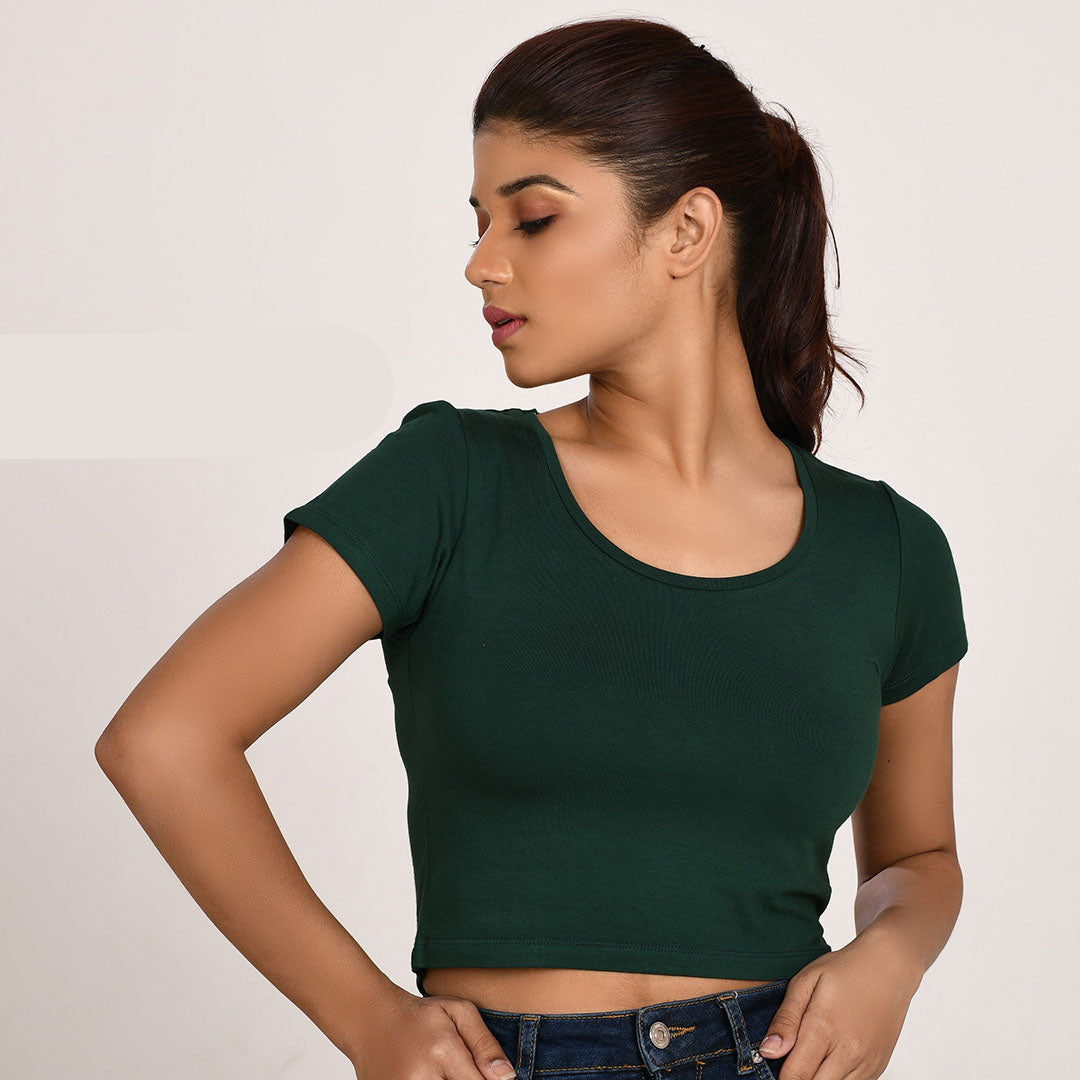 100% Cotton Rayon Blouses Green Blouse