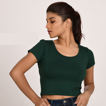 100% Cotton Rayon Blouses Green Blouse