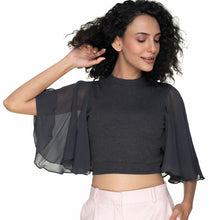 Load image into Gallery viewer, Hosiery Blouses- Butterfly Sleeves - Dark Grey - Blouse featured