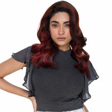 Load image into Gallery viewer, Hosiery Blouses- Flutter Sleeves - Dark Grey - Blouse featured