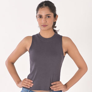 Sleeveless Hosiery Blouses - Clay Grey - Blouse featured