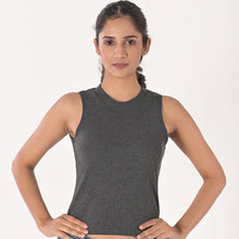Load image into Gallery viewer, Sleeveless Hosiery Blouses - Dark Grey - Blouse featured