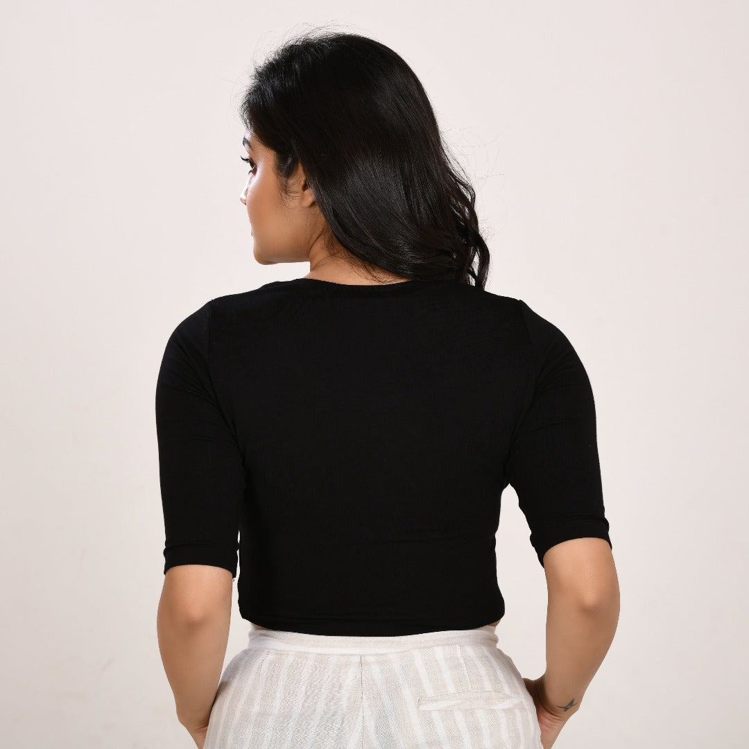 Cotton Rayon Blouses - Elbow Sleeves Blouse