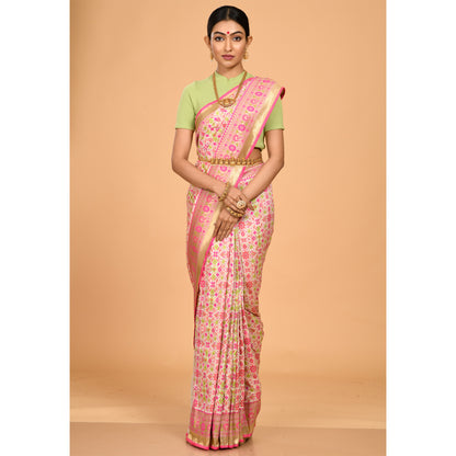Green and Pink Patola Saree Saree
