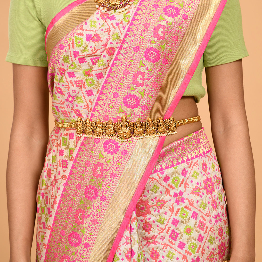 Green and Pink Patola Saree Saree