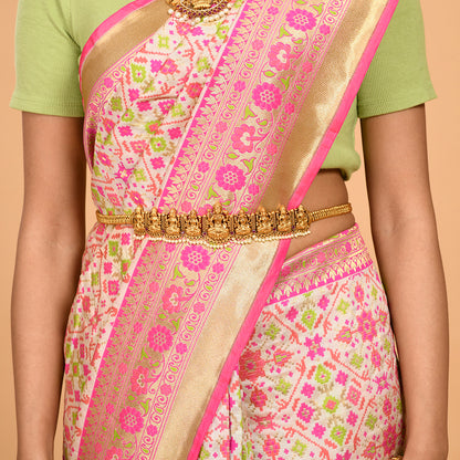 Green and Pink Patola Saree Saree