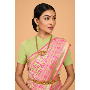 Green and Pink Patola Saree Saree