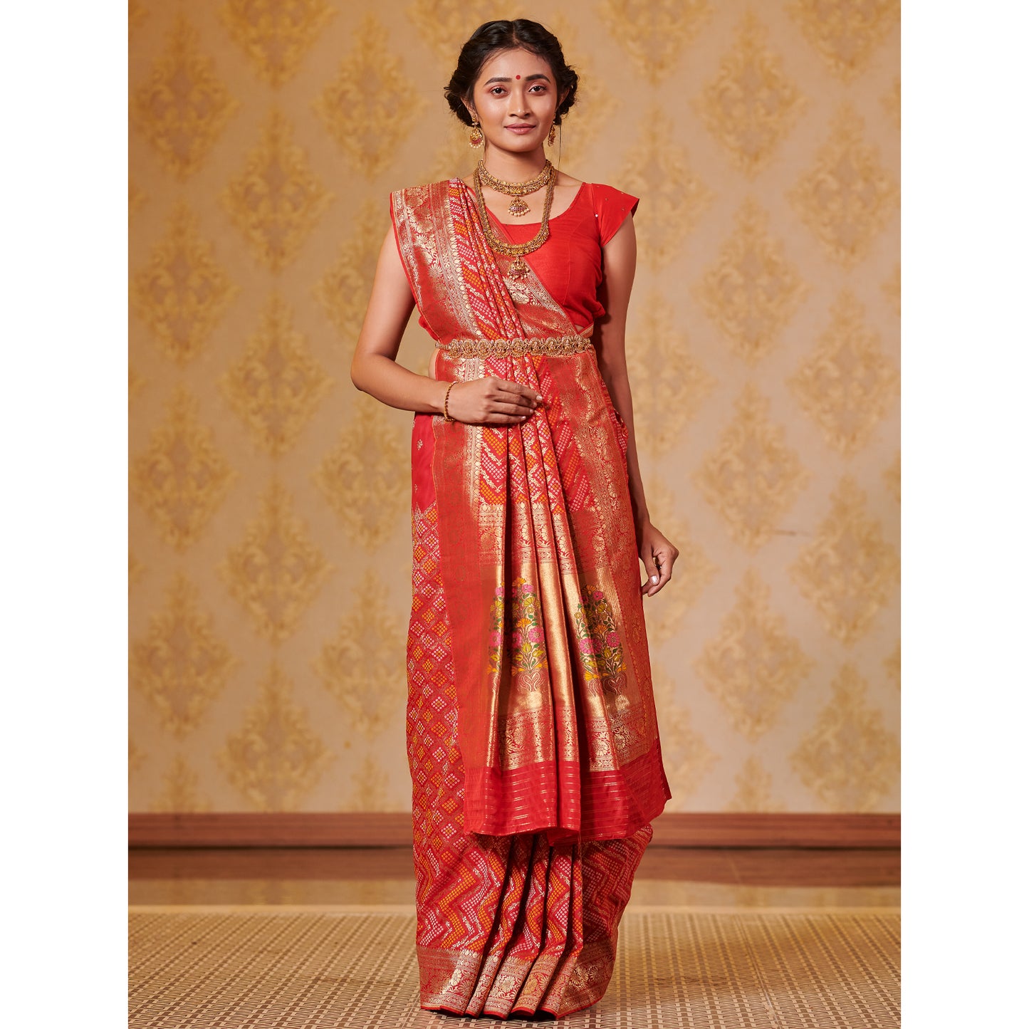 Zari Bandhej Saree Saree