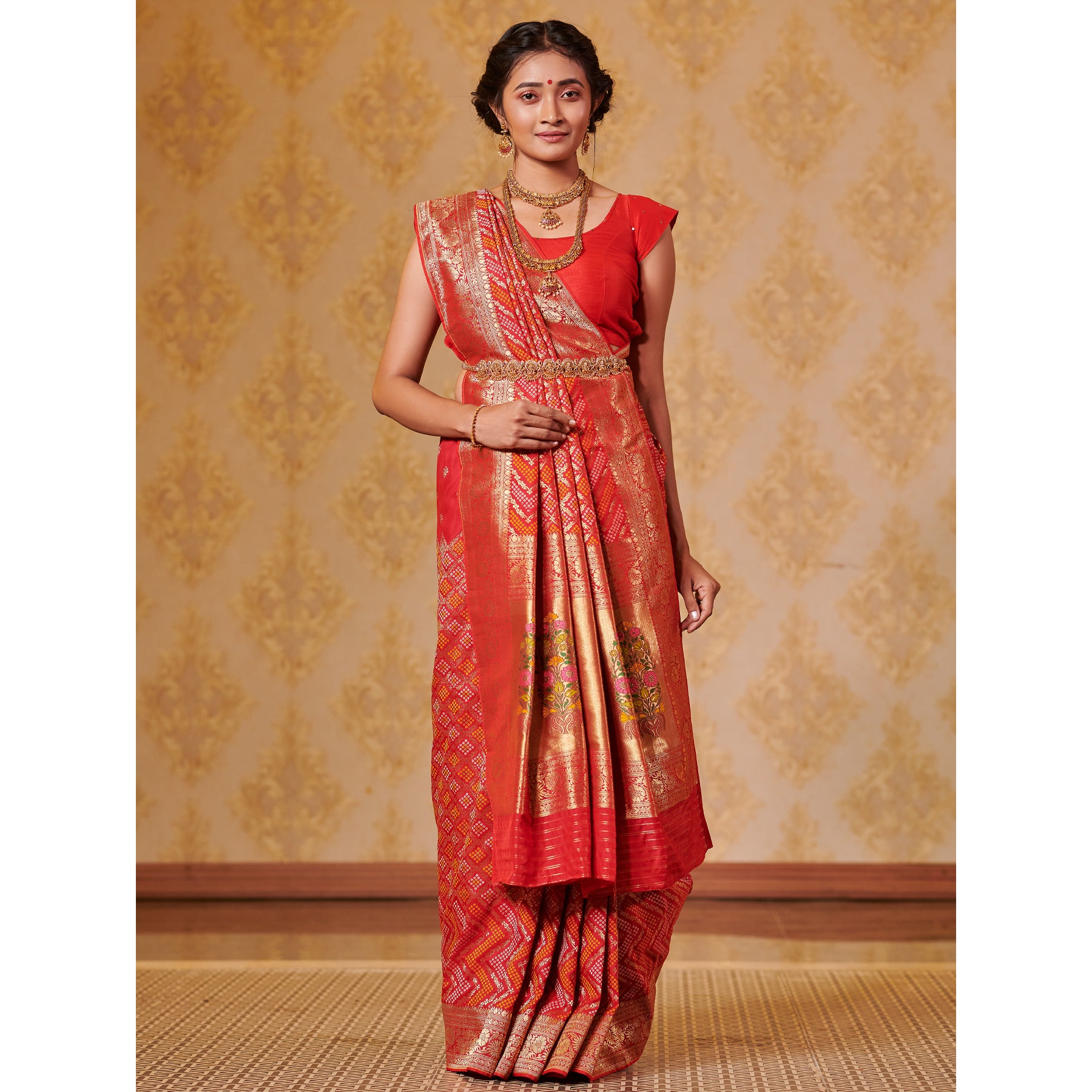 Zari Bandhej Saree Saree