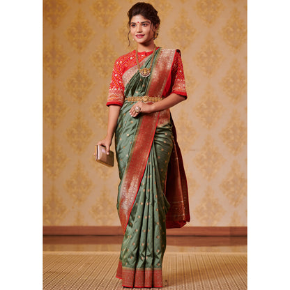 Sap Green Silk Saree Saree
