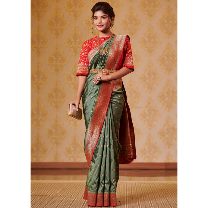 Sap Green Silk Saree Saree