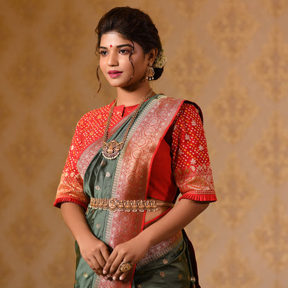 Sap Green Silk Saree Saree