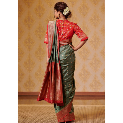 Sap Green Silk Saree Saree