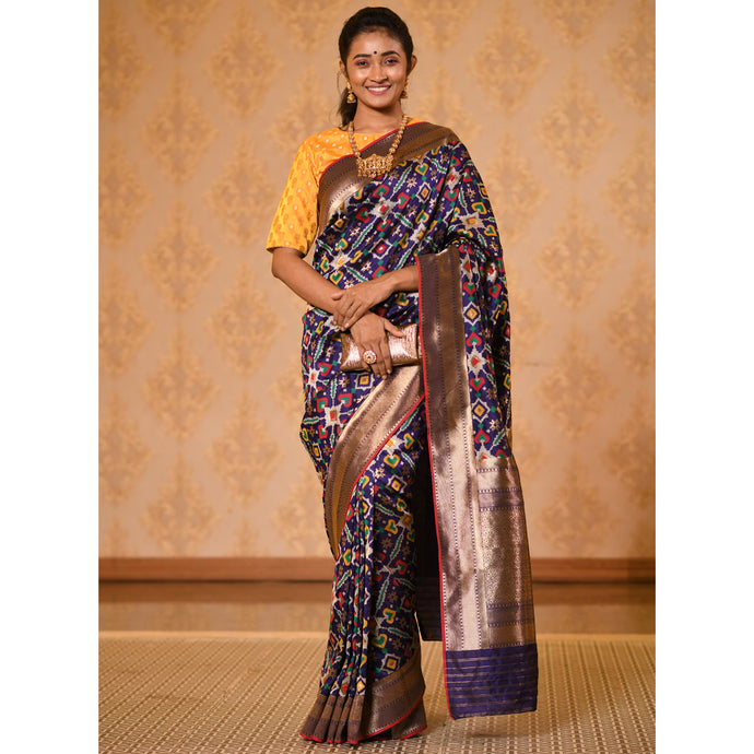 Navy Patola Silk Saree with Zari Saree