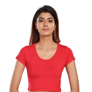 100% Cotton Rayon Blouses Red Blouse