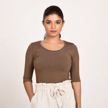 Load image into Gallery viewer, Cotton Rayon Blouses - Elbow Sleeves Espresso Brown Bust size 28-40 Blouse