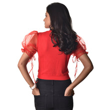 Load image into Gallery viewer, Hosiery Blouses with Puffy Organza Sleeves - Blouse featured
