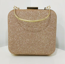 Load image into Gallery viewer, Rose Gold Glitter Frosted Evening Clutch - Square Clutch