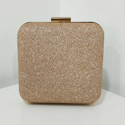 Rose Gold Glitter Frosted Evening Clutch - Square Clutch