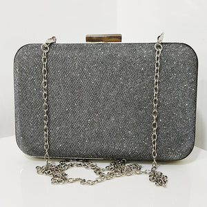 Glitter Frosted Evening Clutches - Rectangular Grey Clutch