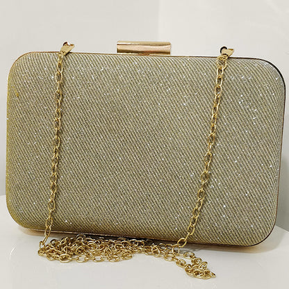 Glitter Frosted Evening Clutches - Rectangular Golden Clutch