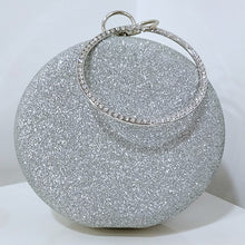 Load image into Gallery viewer, Glitter Frosted Evening Clutch - Round Silver Clutch