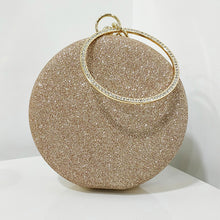 Load image into Gallery viewer, Glitter Frosted Evening Clutch - Round Rose gold Clutch