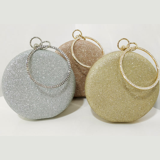 Glitter Frosted Evening Clutch - Round Clutch