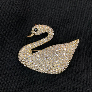Gold Swaroski Swan Stone studded Brooch Brooch