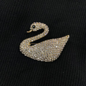 Gold Swaroski Swan Stone studded Brooch Brooch