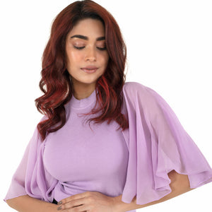Hosiery Blouses- Butterfly Sleeves - Lavender - Blouse featured
